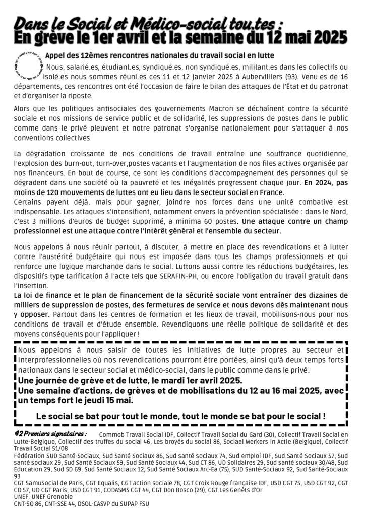 Dans le santé-social, la mobilisation continue et en mai la lutte reprend!