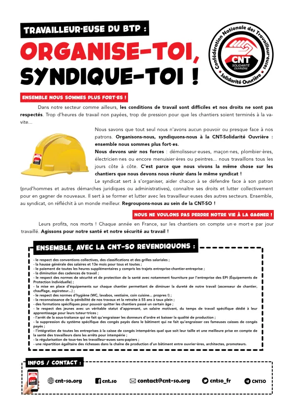 Dans le BTP comme ailleurs, on se syndique!