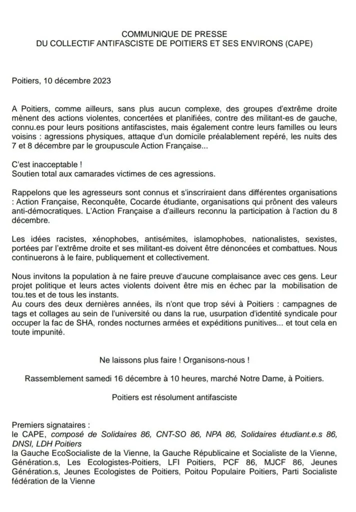 Contre l'extrême-droite et ses violences