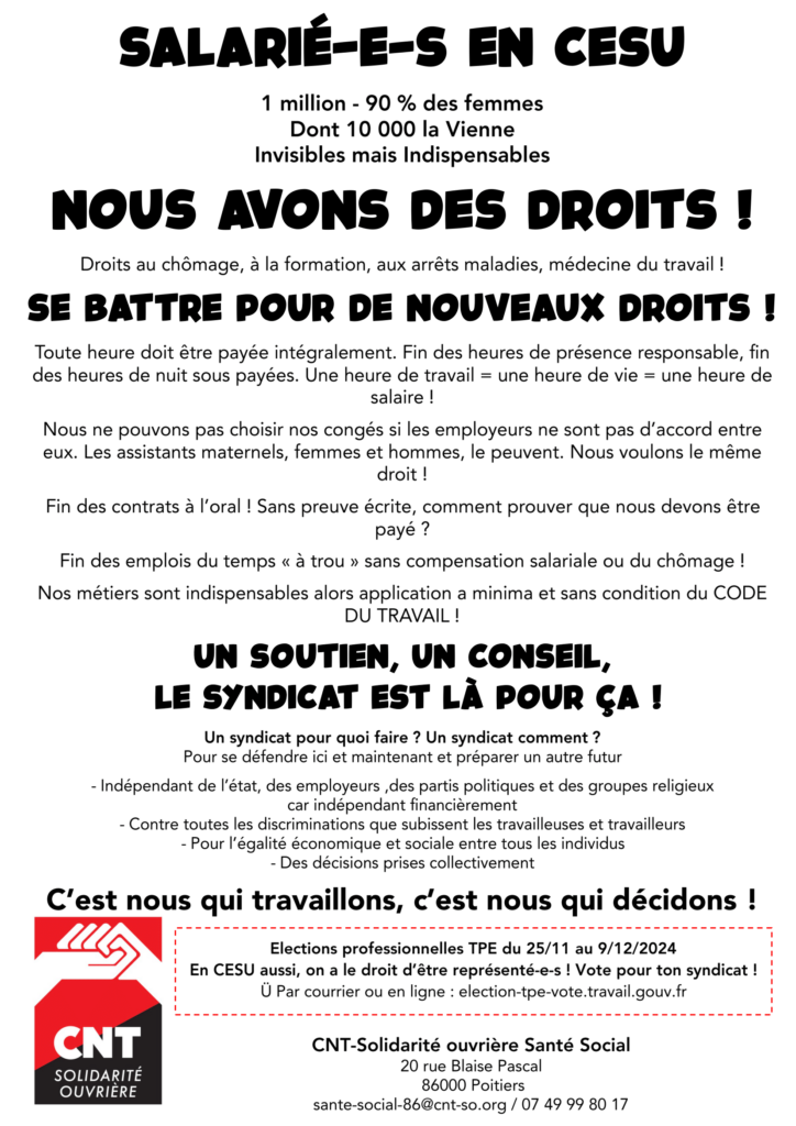 Élections TPE 2024 Service A la Personne (SAP)