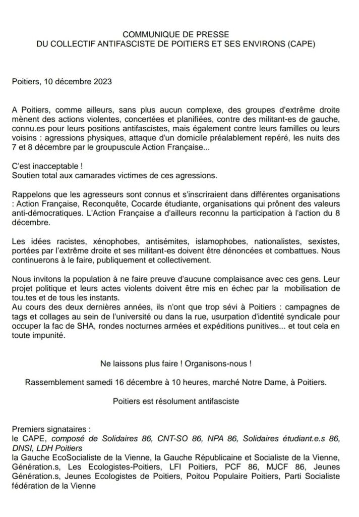 Contre l'extrême-droite et ses violences