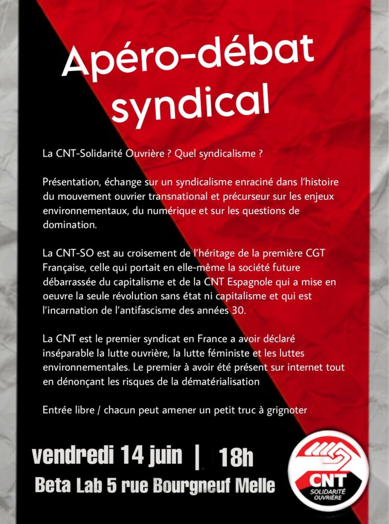 15 juin 2024 : Présentation de la CNT-SO dans les Deux-Sèvres