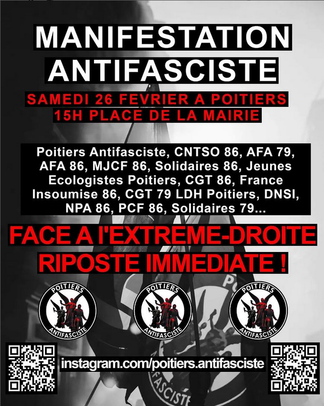 Manifestation antifasciste 26/02 à Poitiers