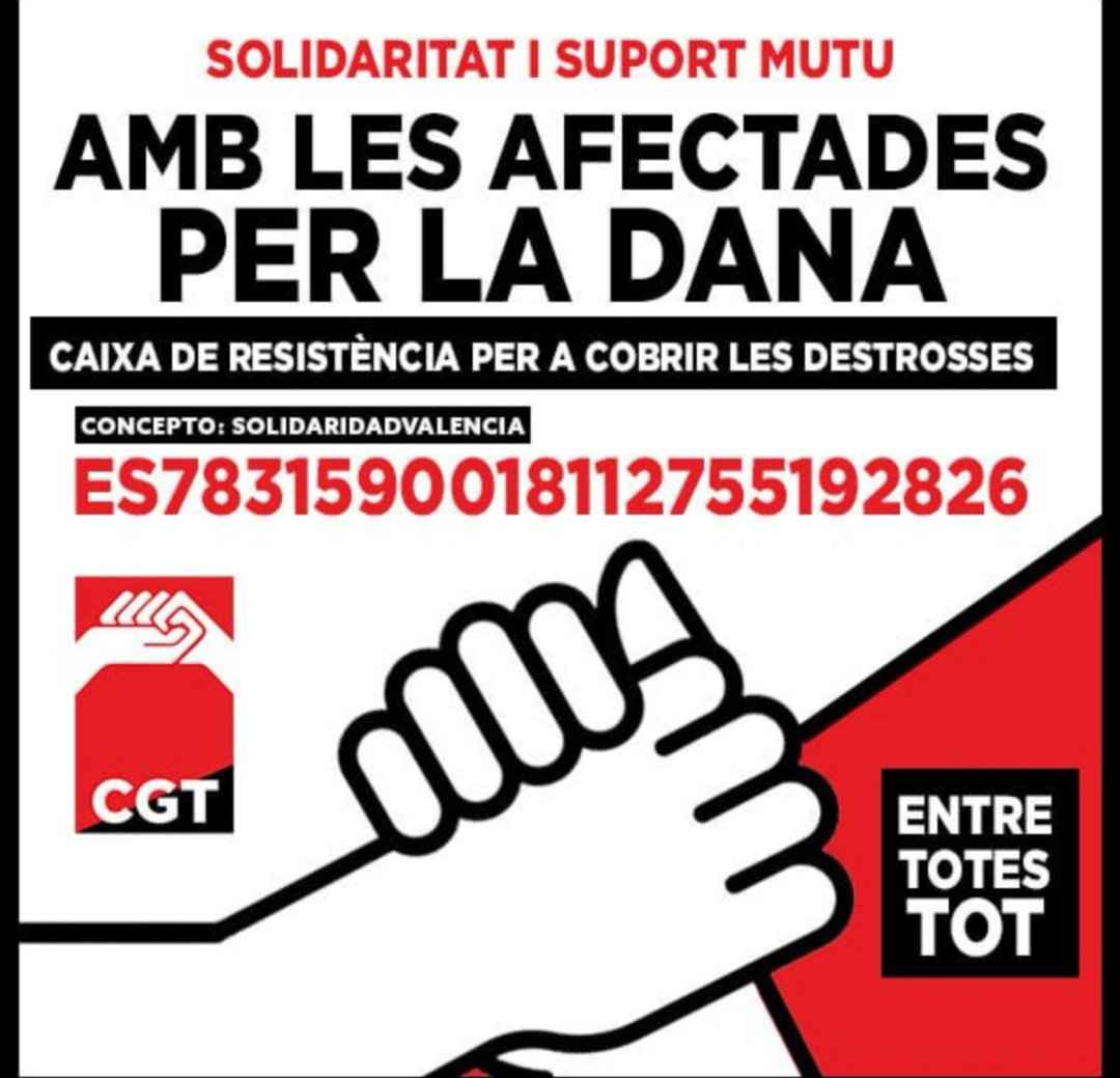 Inondations en Espagne, appel à solidarité de la part de nos camarades de la CGT Valence